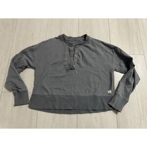 Vuori Laguna Terry Henley Cropped Sweatshirt Sz XS Gray